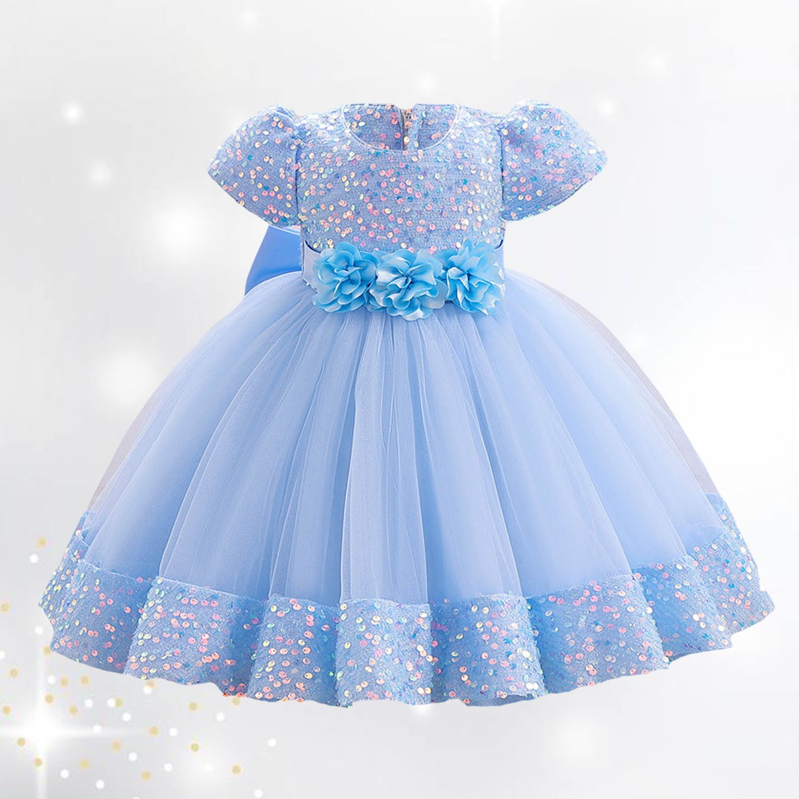 Toddler Girls Dresses Formal Dresses for Girls Blue Dress for Girls Toddler Pageant Dress Girls Children's Day Outfit 18-24 Months